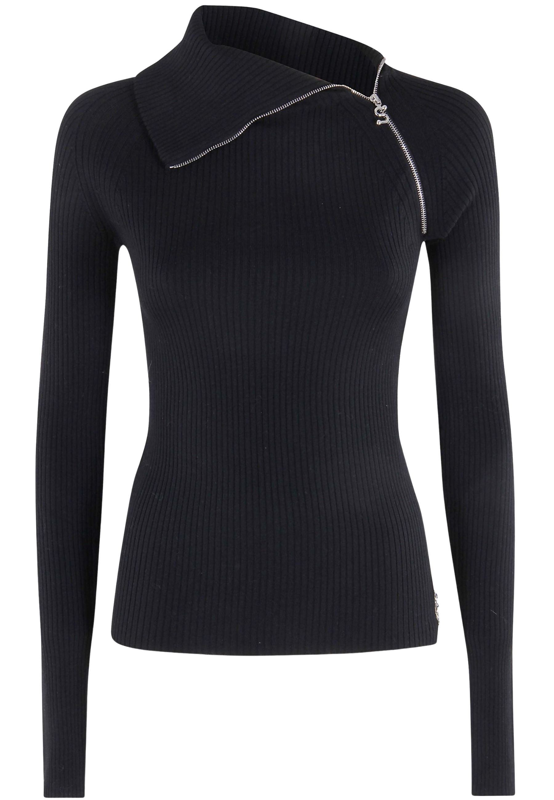Sportmax Pinna Maglia a Coste in Lana Vergine Nera