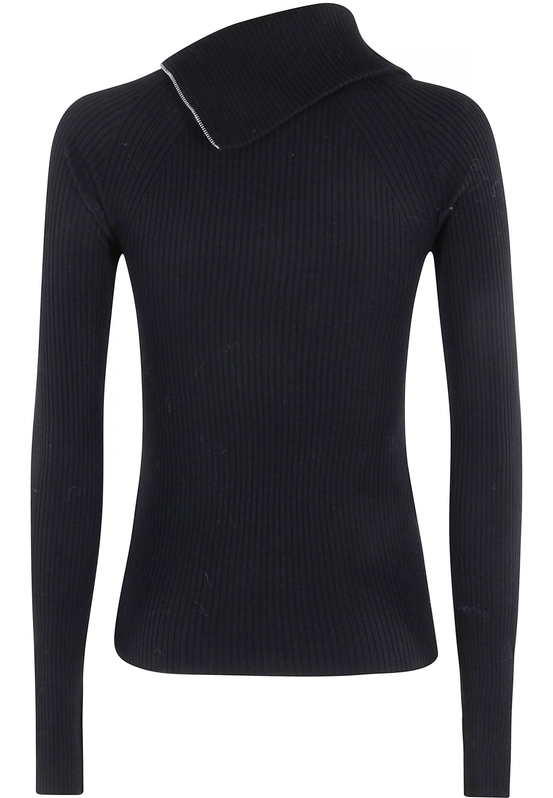 Sportmax Pinna Maglia a Coste in Lana Vergine Nera
