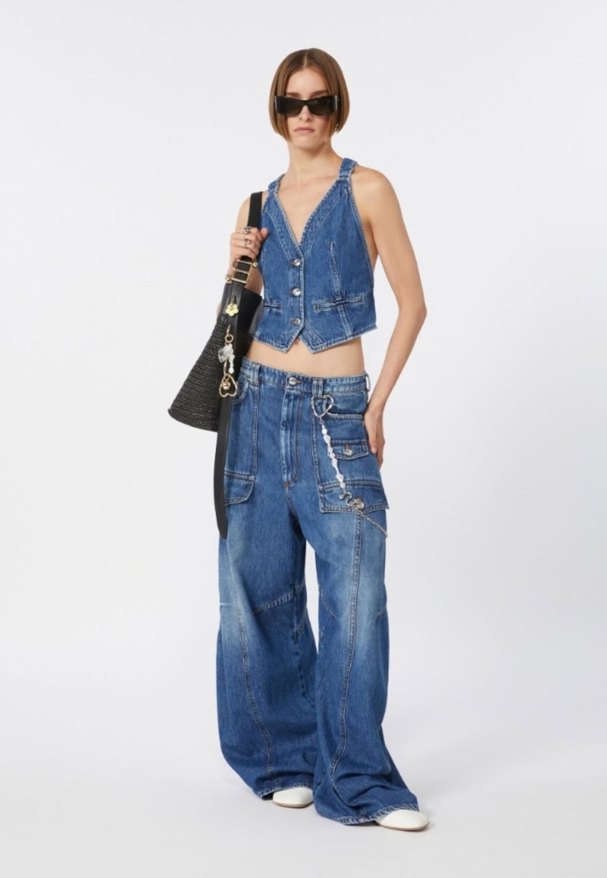 SPORTMAX - Jeans Balloon Fit in Denim Blu Stone Washed