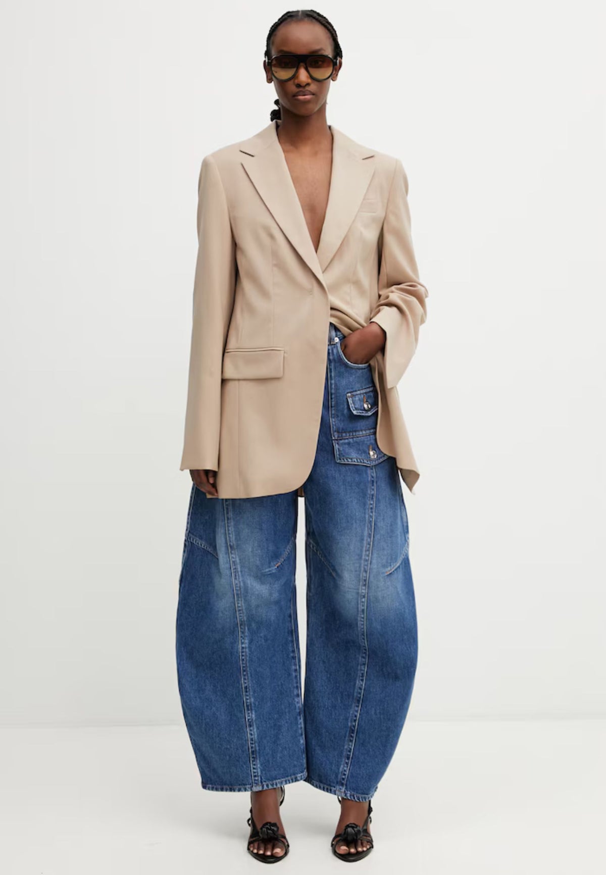 SPORTMAX - Jeans Balloon Fit in Denim Blu Stone Washed