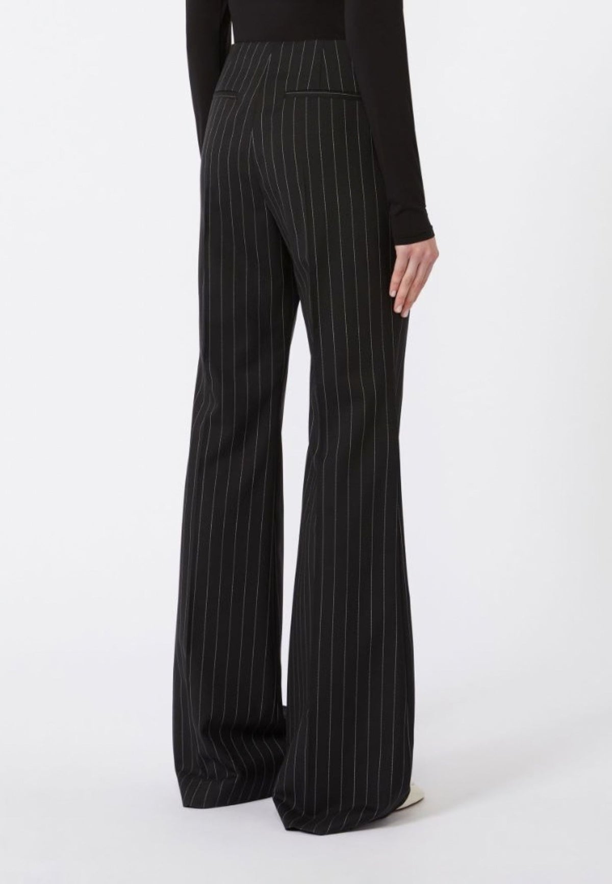 SPORTMAX - Pantalone Flare Gessato in Lana Stretch