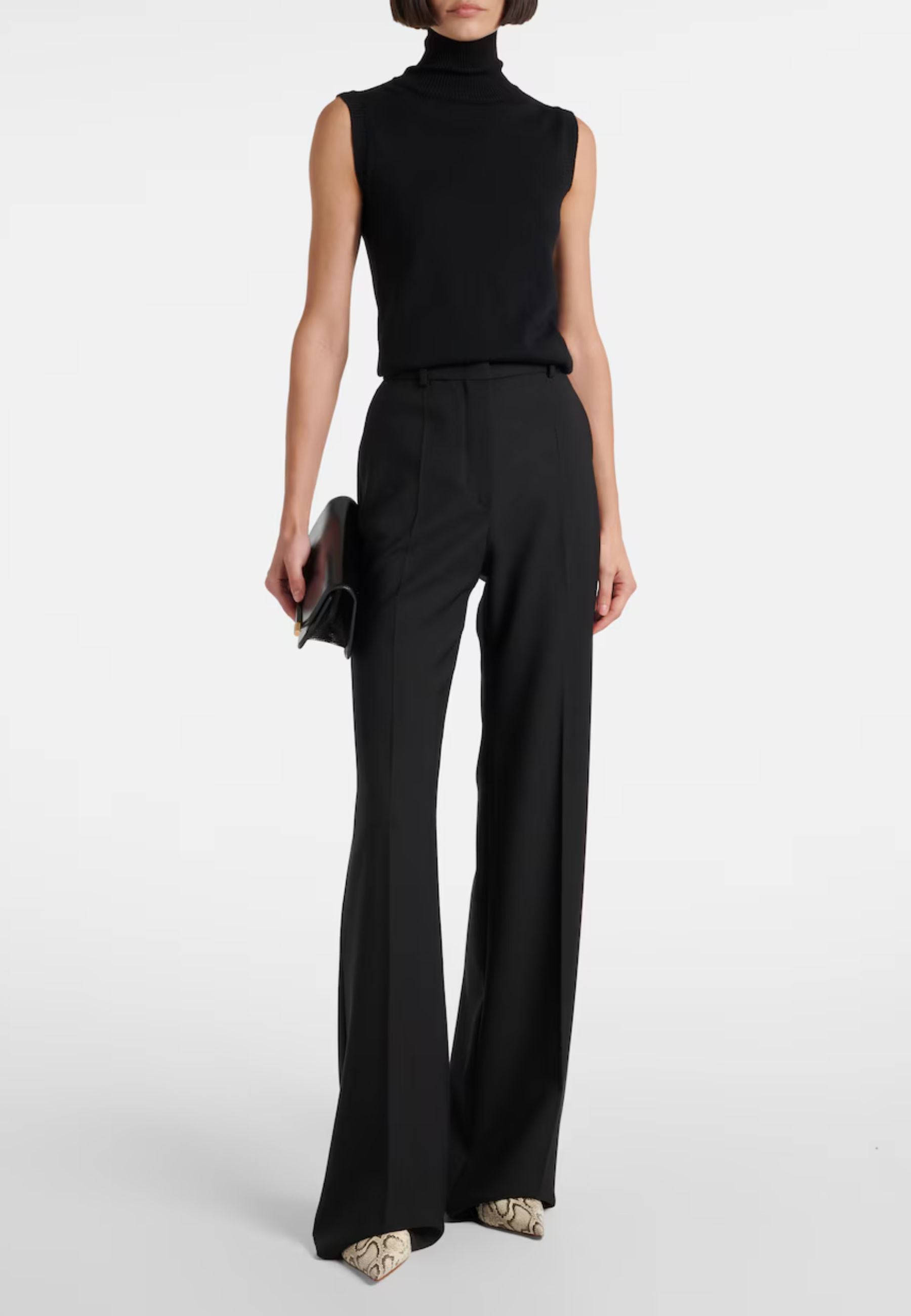 Sportmax Vertigo Top Dolcevita in Lana Vergine Nero