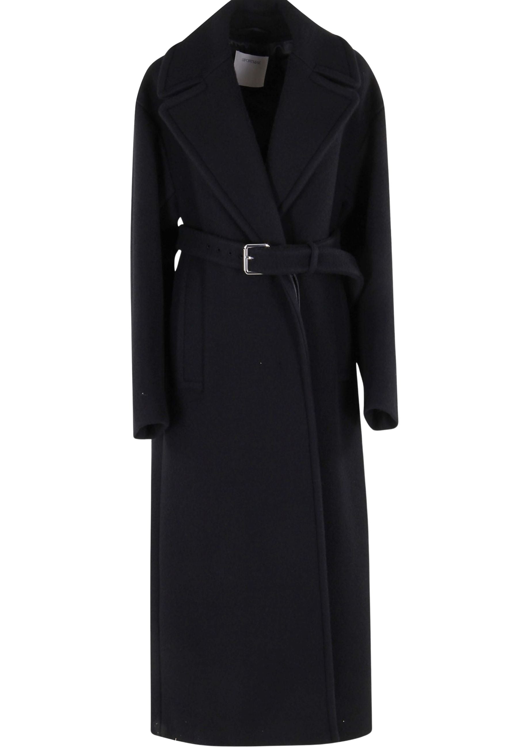 Sportmax Cappotto lungo in lana vergine con cintura