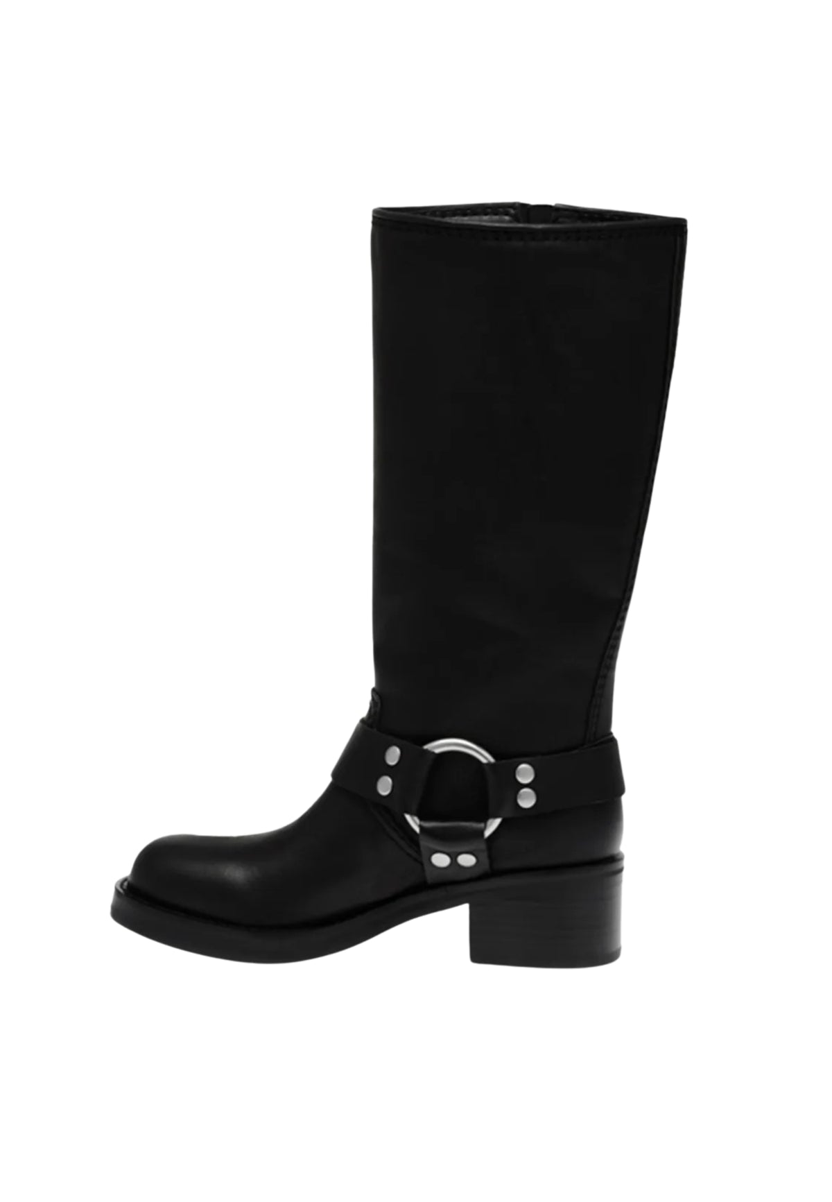 Steve Madden Eastern - Stivale Biker al Ginocchio con Fibbie Nero