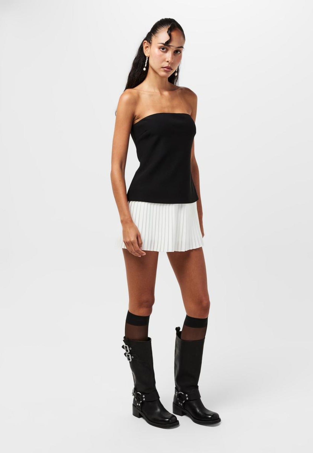 Steve Madden Eastern - Stivale Biker al Ginocchio con Fibbie Nero