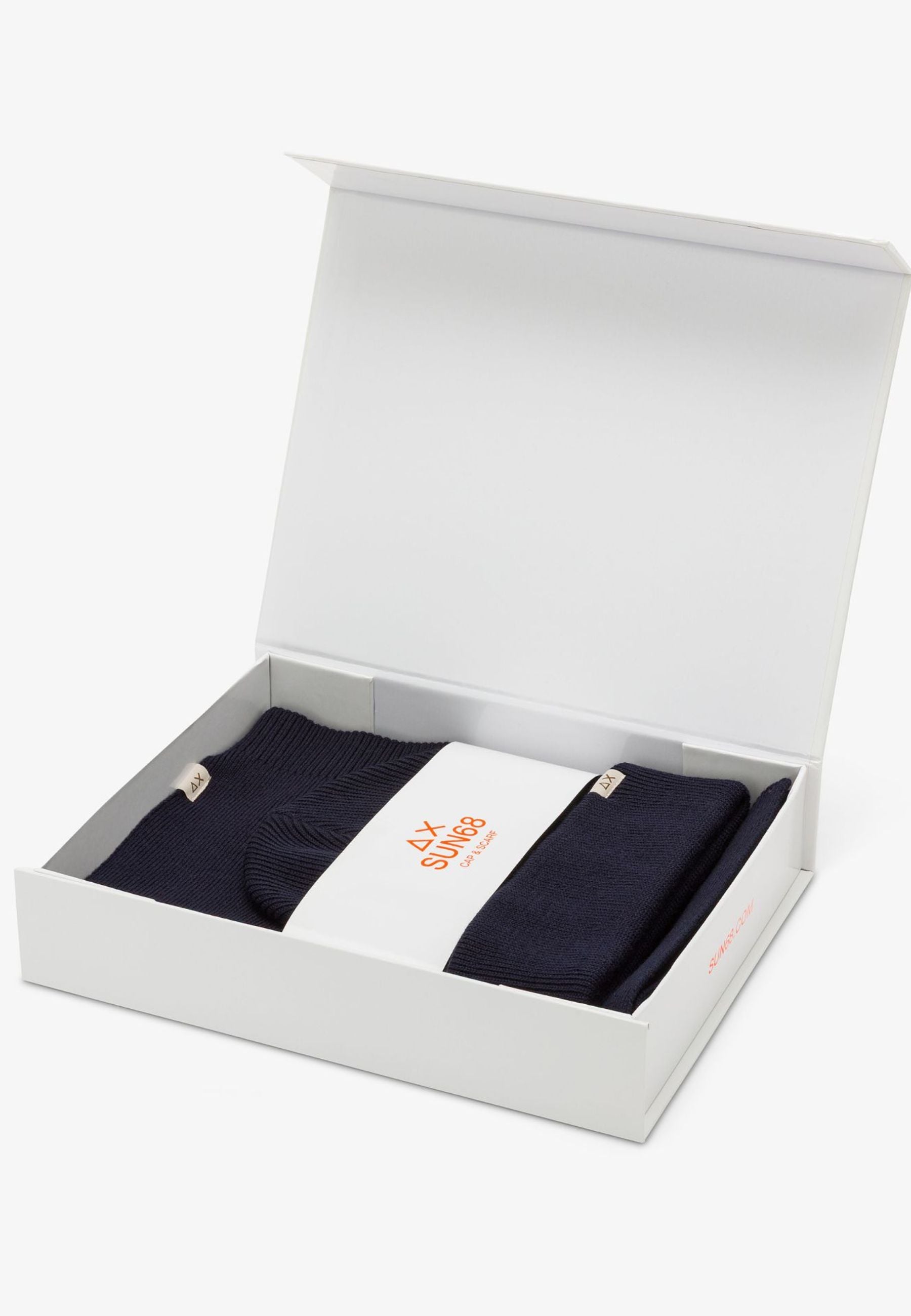 SUN68 - Set Berretto e Sciarpa Uomo in Misto Lana Navy Blue