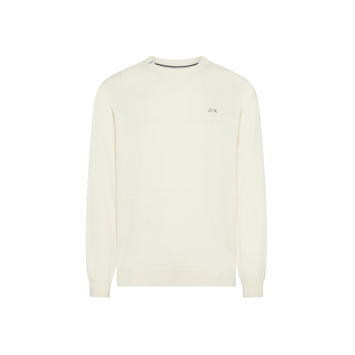 SUN68 Maglia Girocollo Uomo in Lana e Cotone Bianco Panna