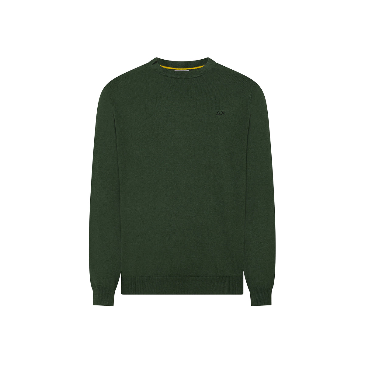 SUN68 Maglia Girocollo Uomo in Lana e Cotone verde scuro