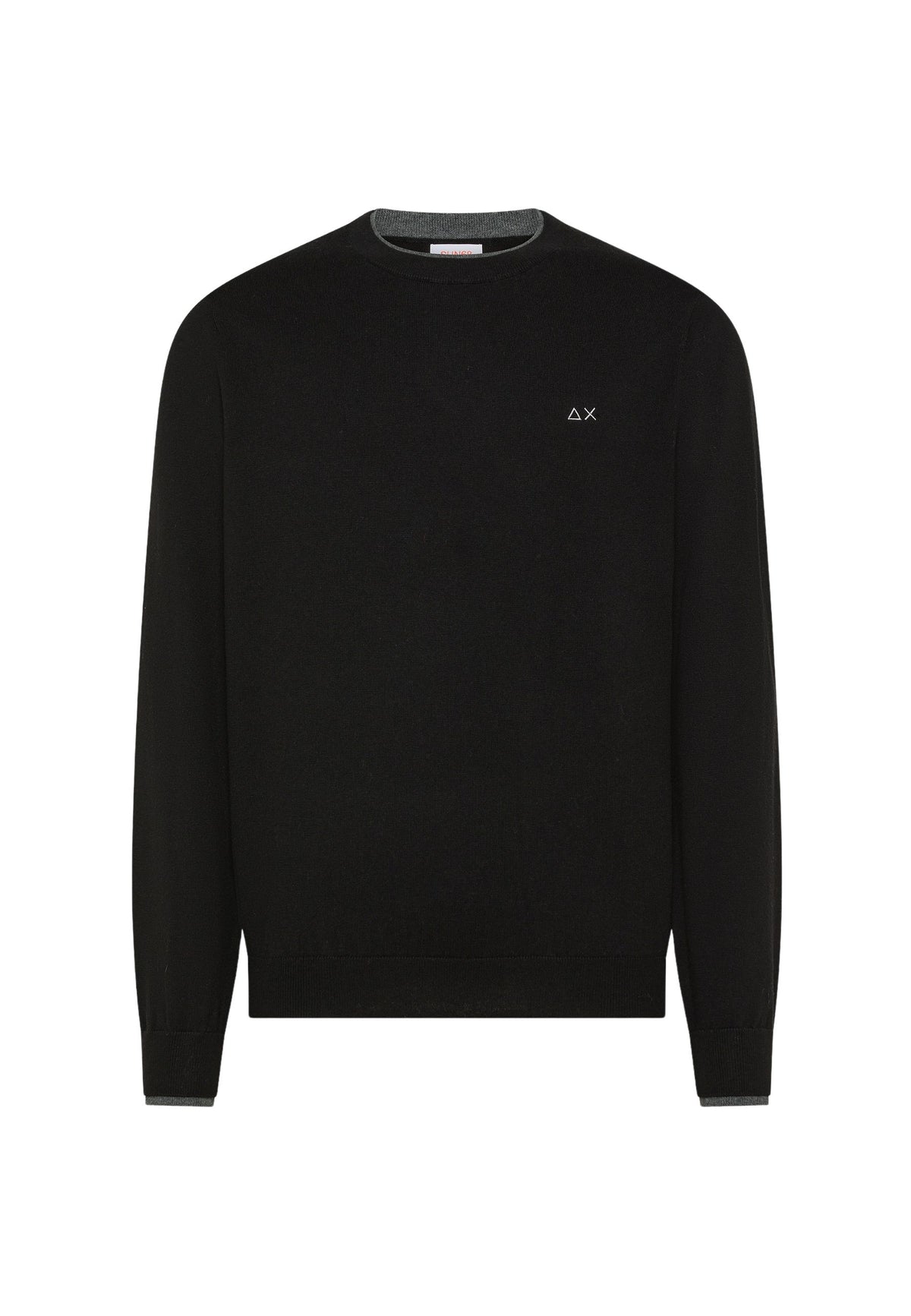 SUN68 Maglia girocollo in lana e cotone nero