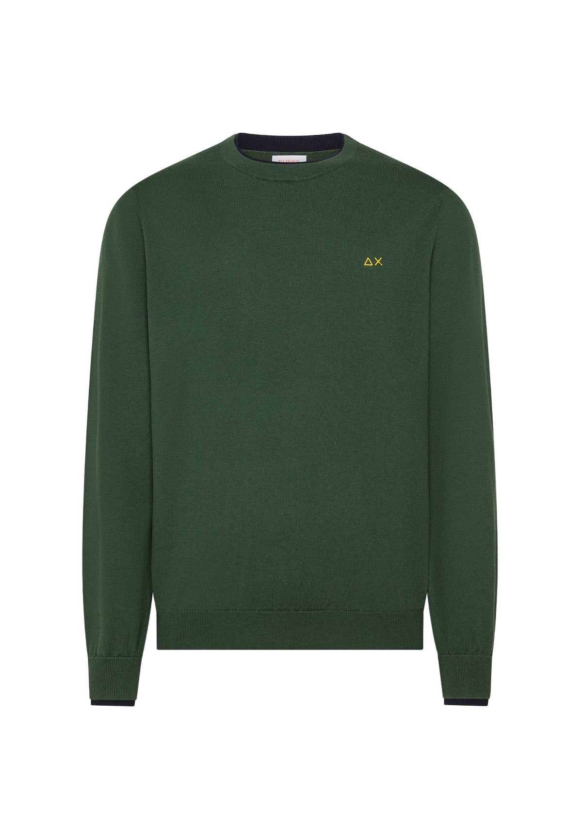 SUN68 Maglia girocollo in lana e cotone verde scuro