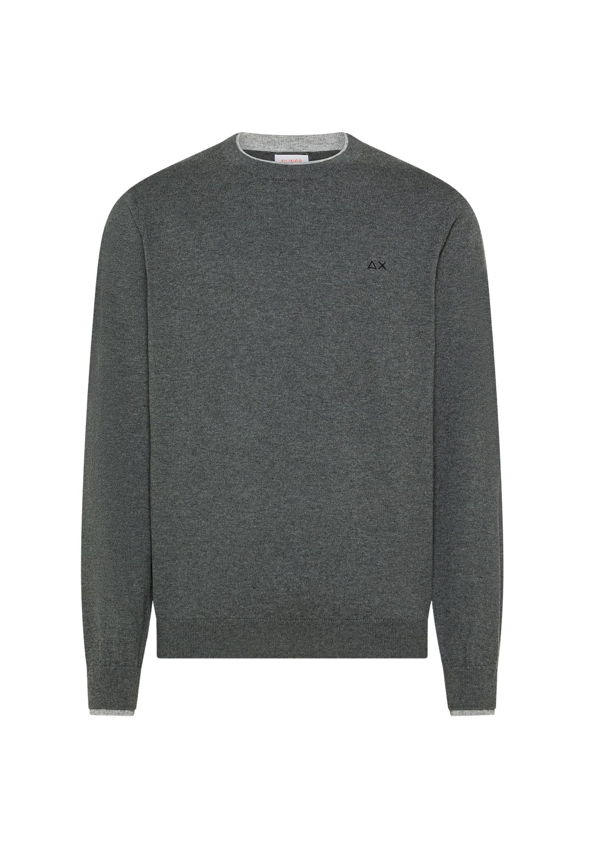 SUN68 Maglia girocollo in lana e cotone grigio scuro