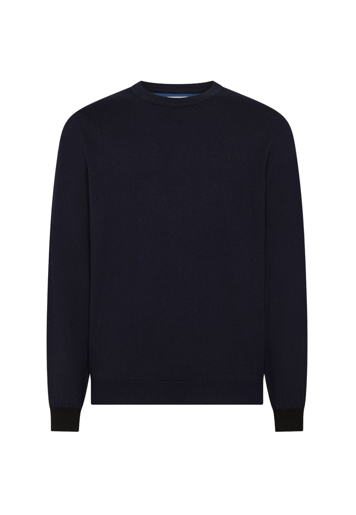 SUN68 Maglia girocollo in lana e cotone navy blue