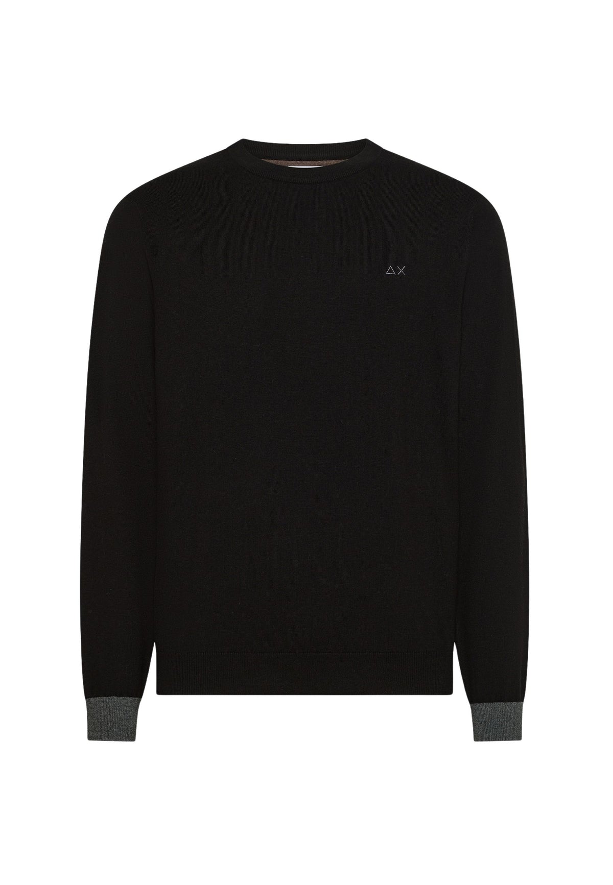 SUN68 Maglia girocollo in lana e cotone nero
