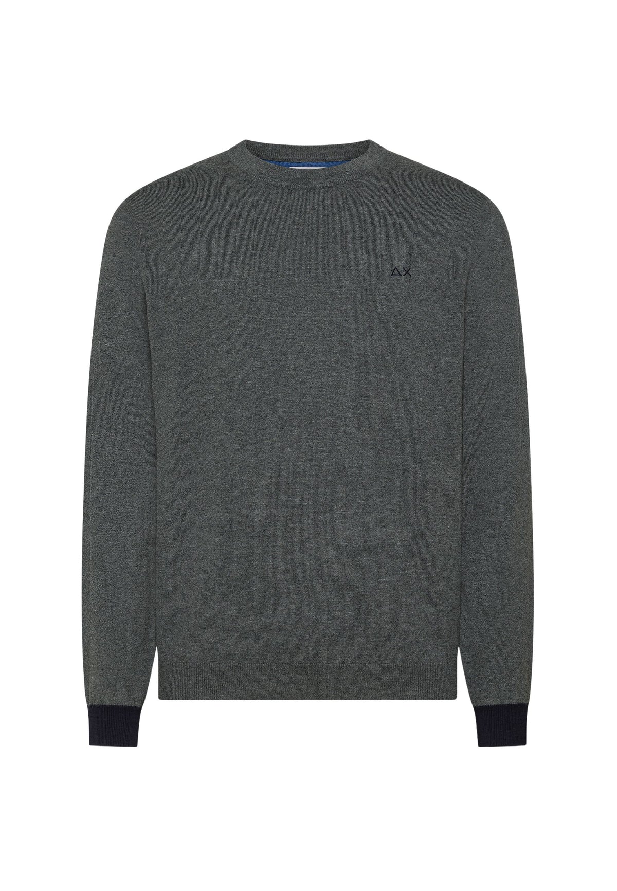 SUN68 Maglia girocollo in lana e cotone grigio scuro