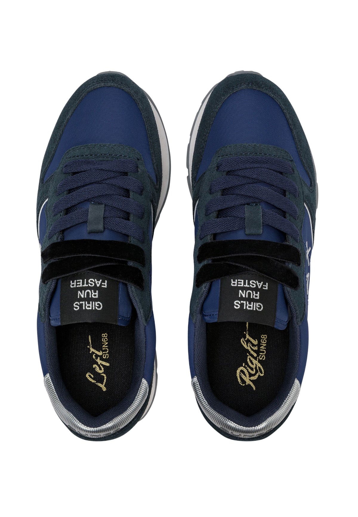 SUN68 Sneaker Ally Gold Silver in suede e nylon blu