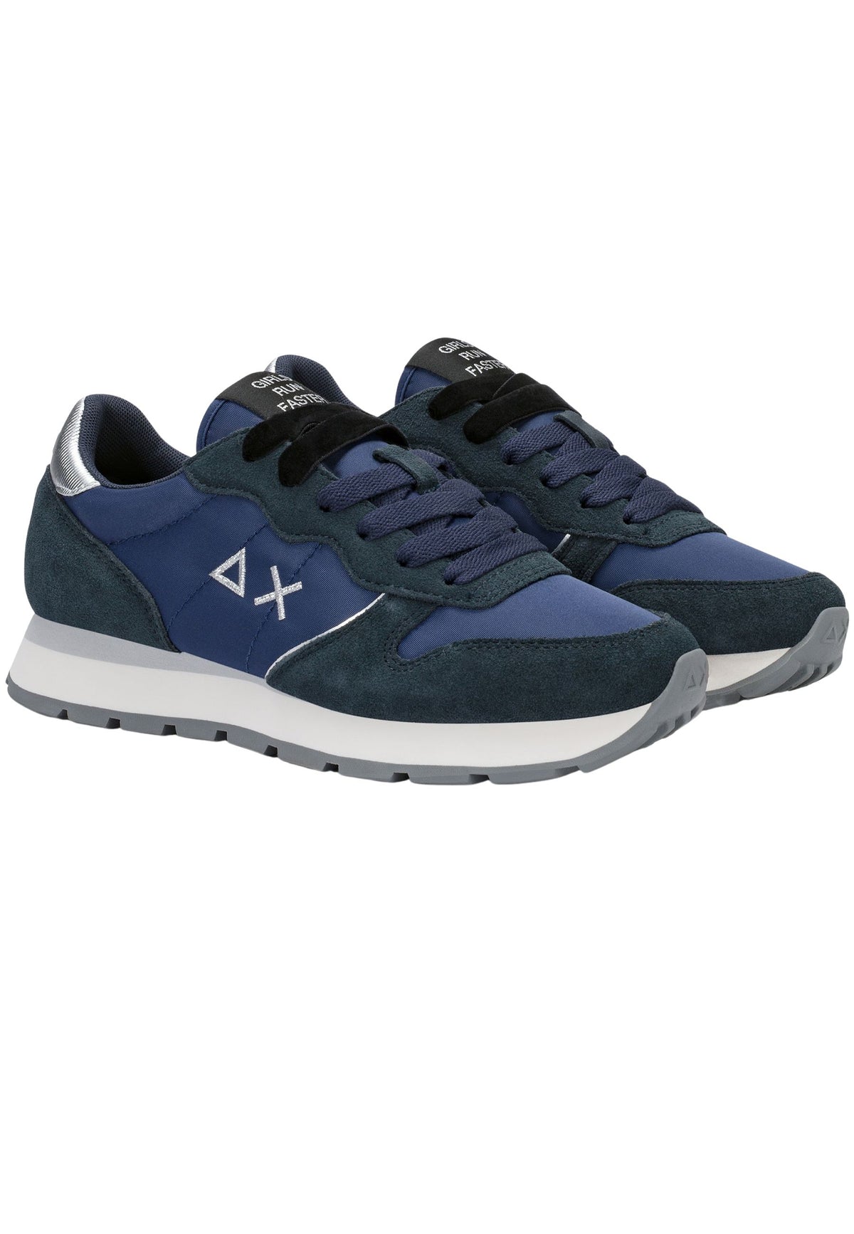 SUN68 Sneaker Ally Gold Silver in suede e nylon blu