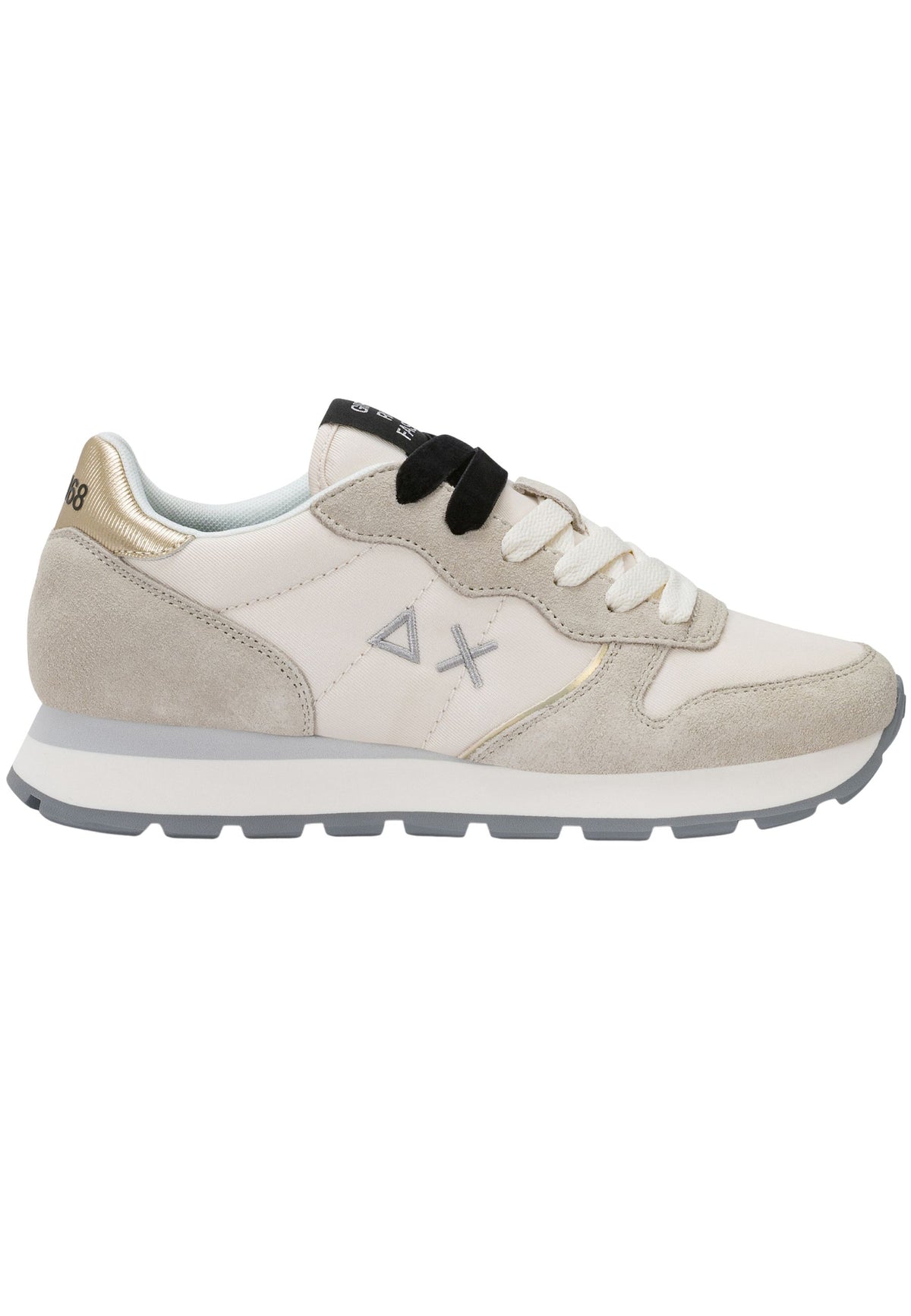 SUN68 Sneaker Ally Gold Silver in suede e nylon bianco panna