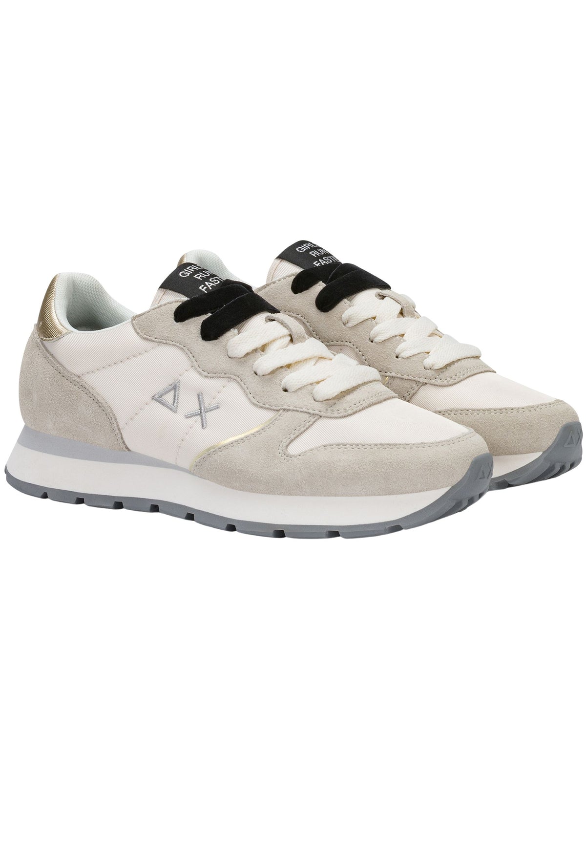 SUN68 Sneaker Ally Gold Silver in suede e nylon bianco panna