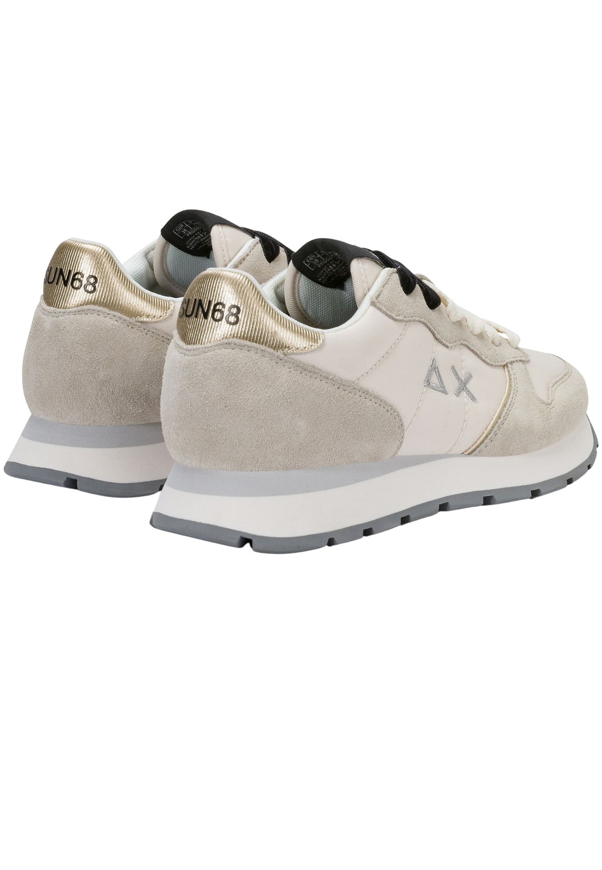 SUN68 Sneaker Ally Gold Silver in suede e nylon bianco panna