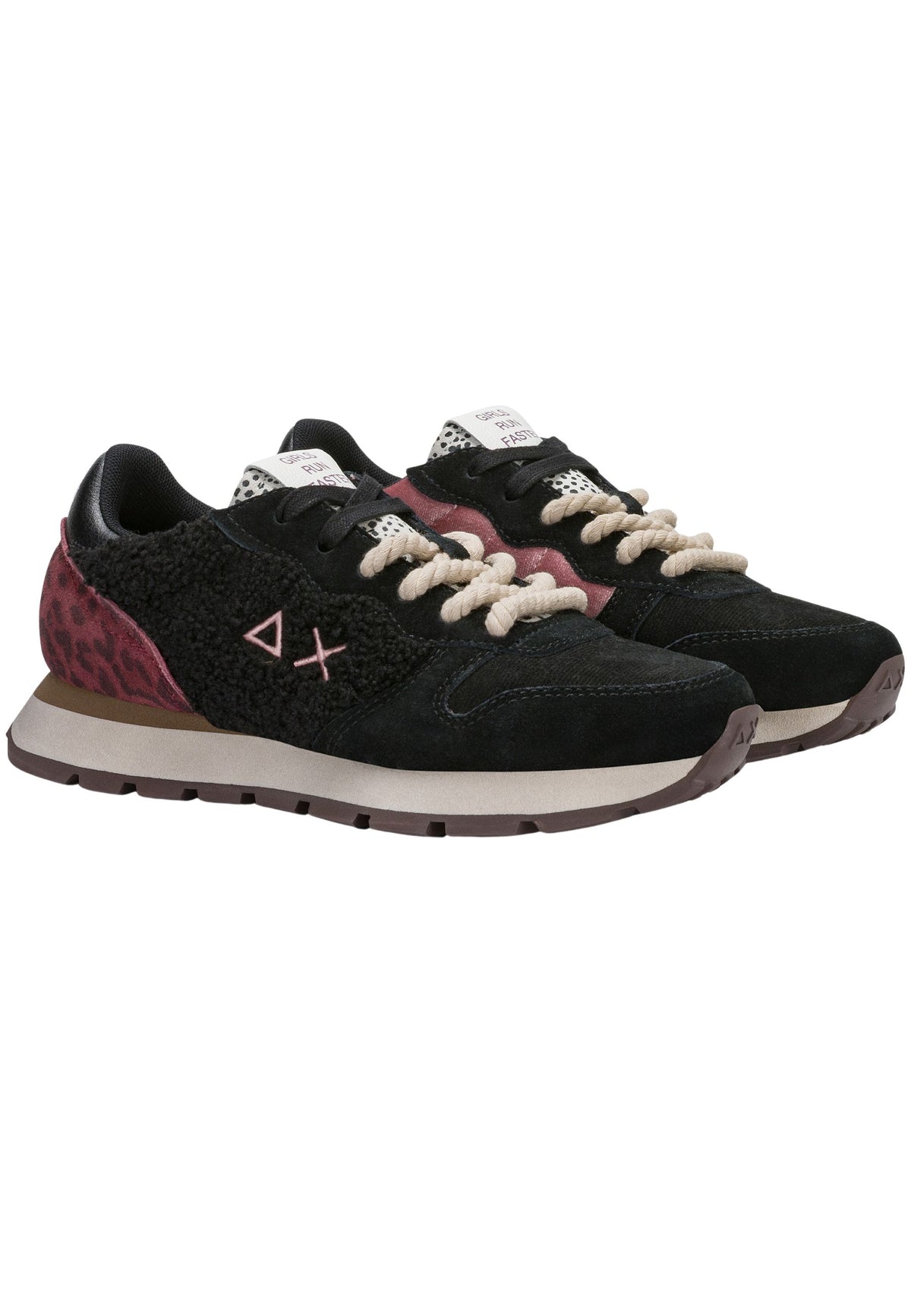 SUN68 Sneaker Ally Winter in suede e teddy nero