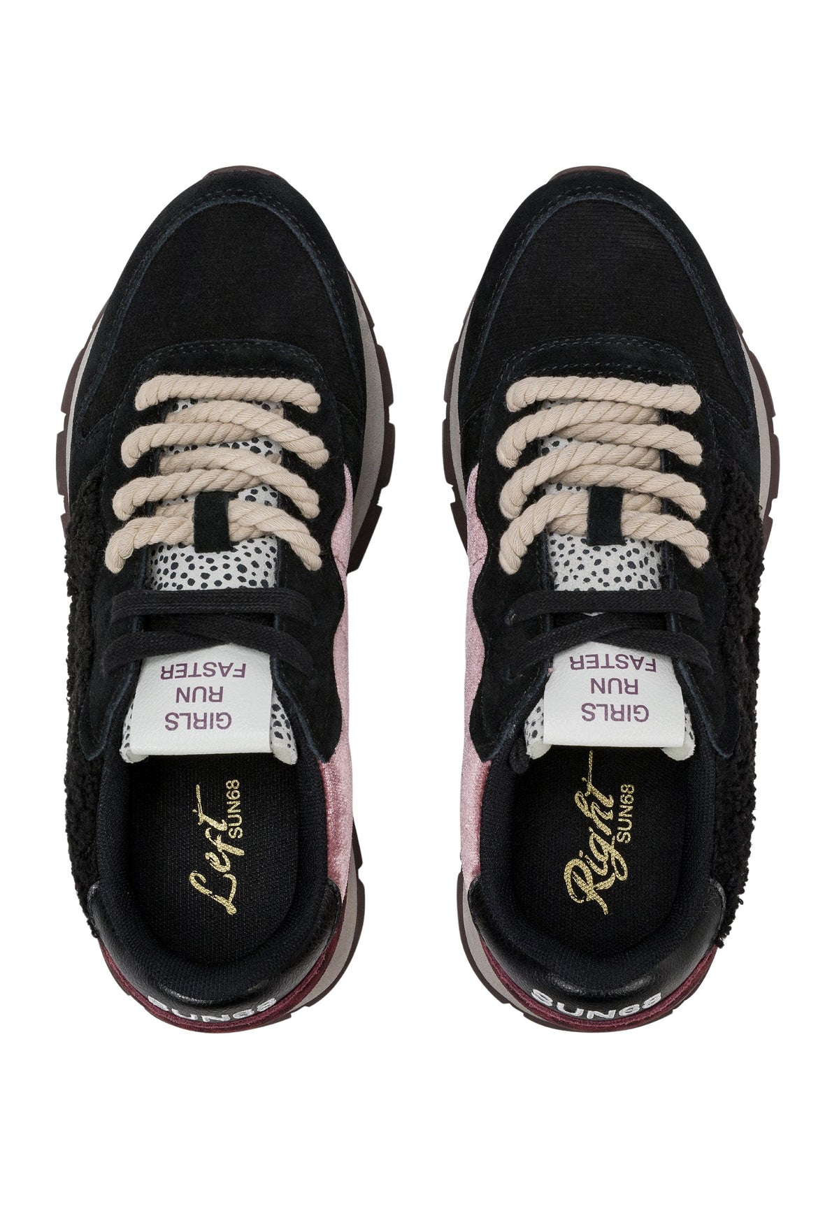 SUN68 Sneaker Ally Winter in suede e teddy nero