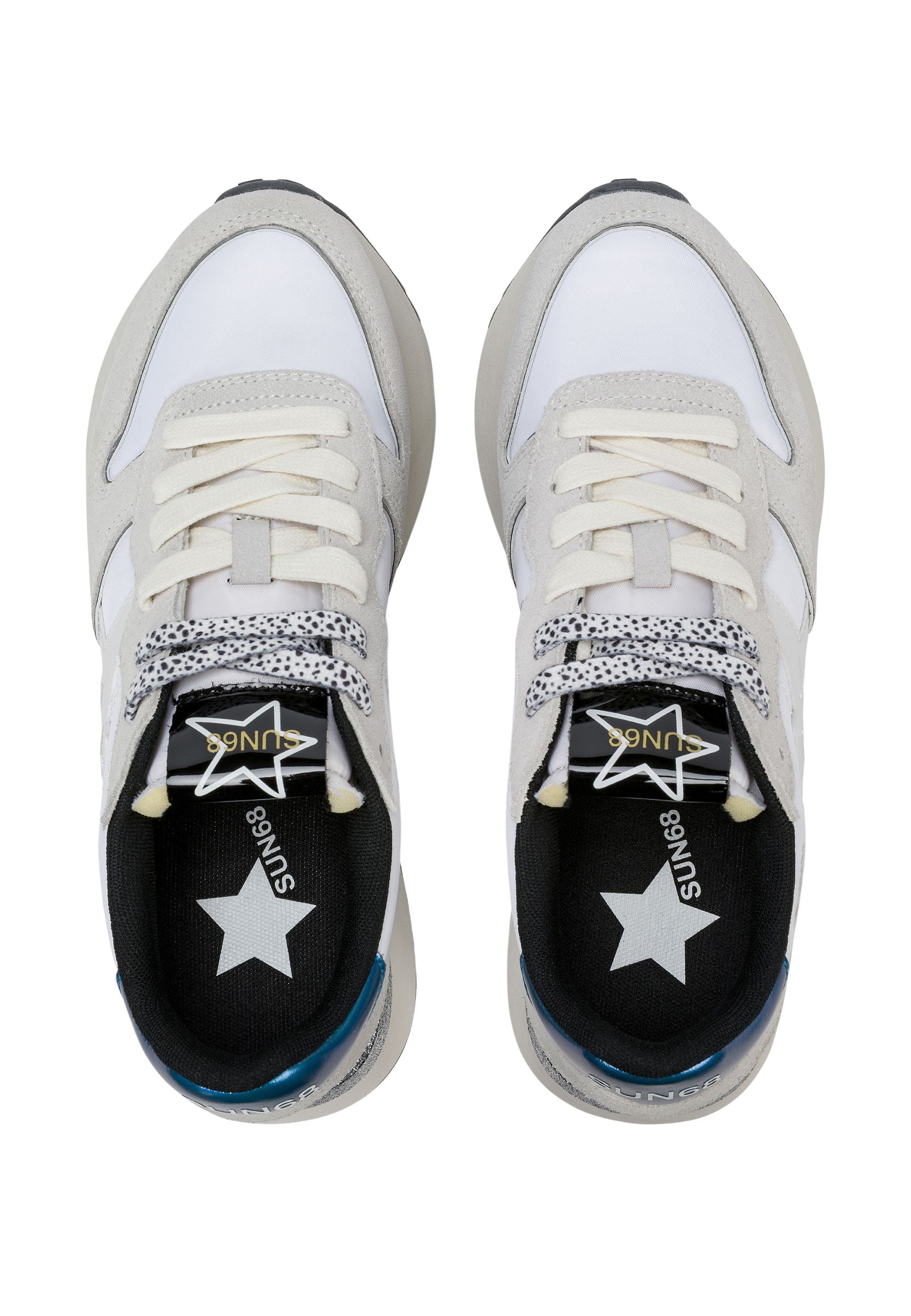 SUN68 Big Stargirl - Sneakers Donna in Nylon e Suede Bianco