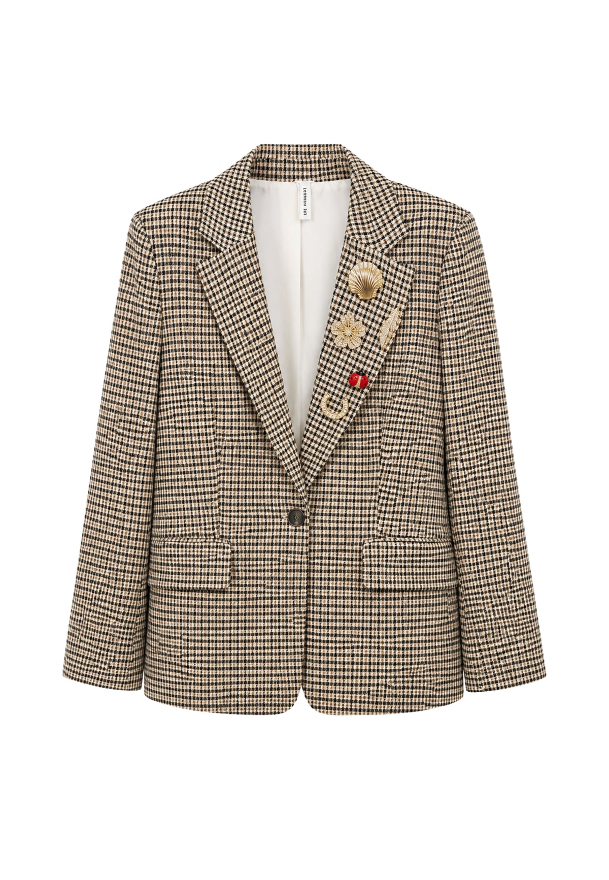Tensione In - Blazer Pied-de-Poule con Spille Decorative