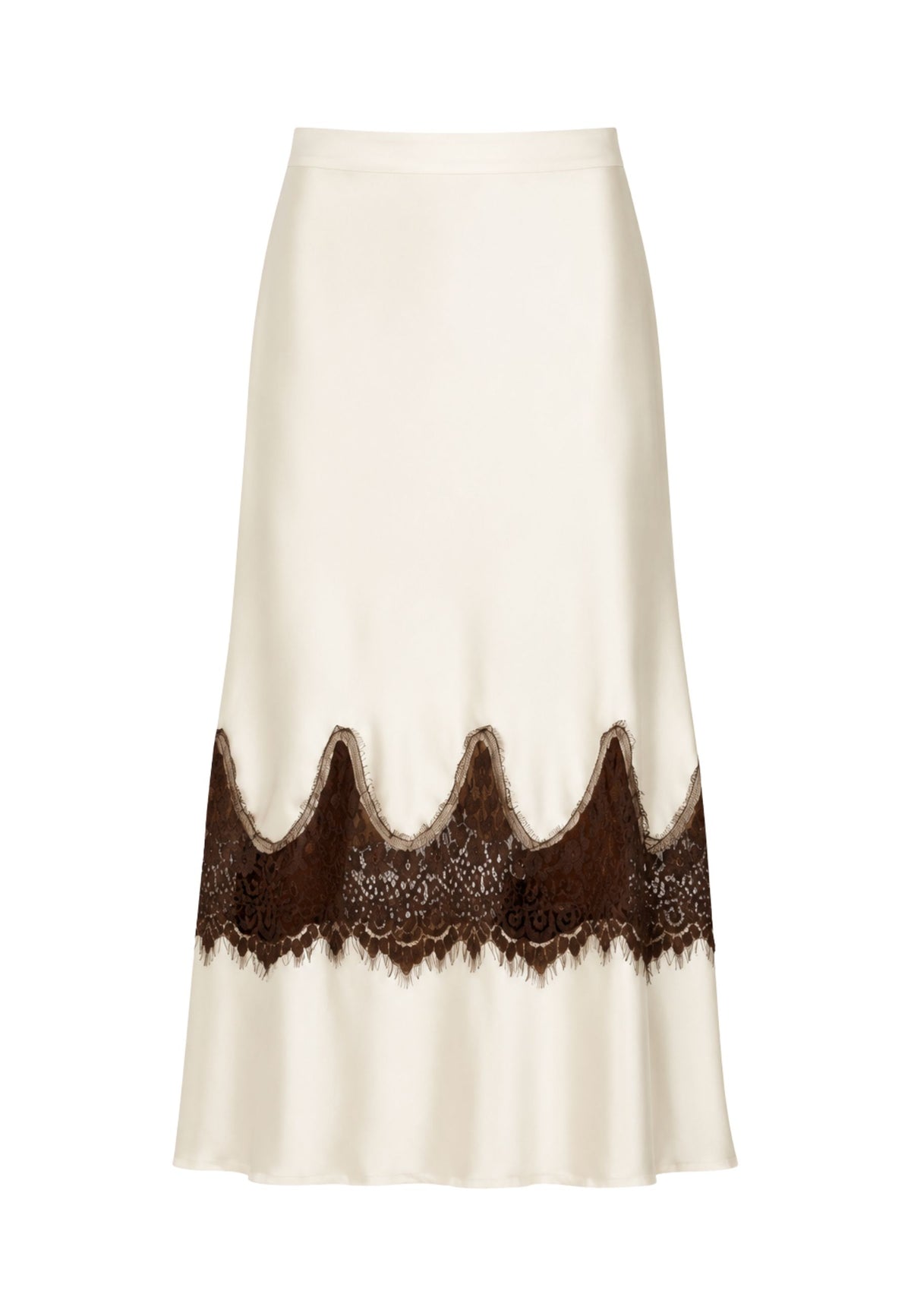 Tensione In - Gonna lunga in satin con intarsio in pizzo