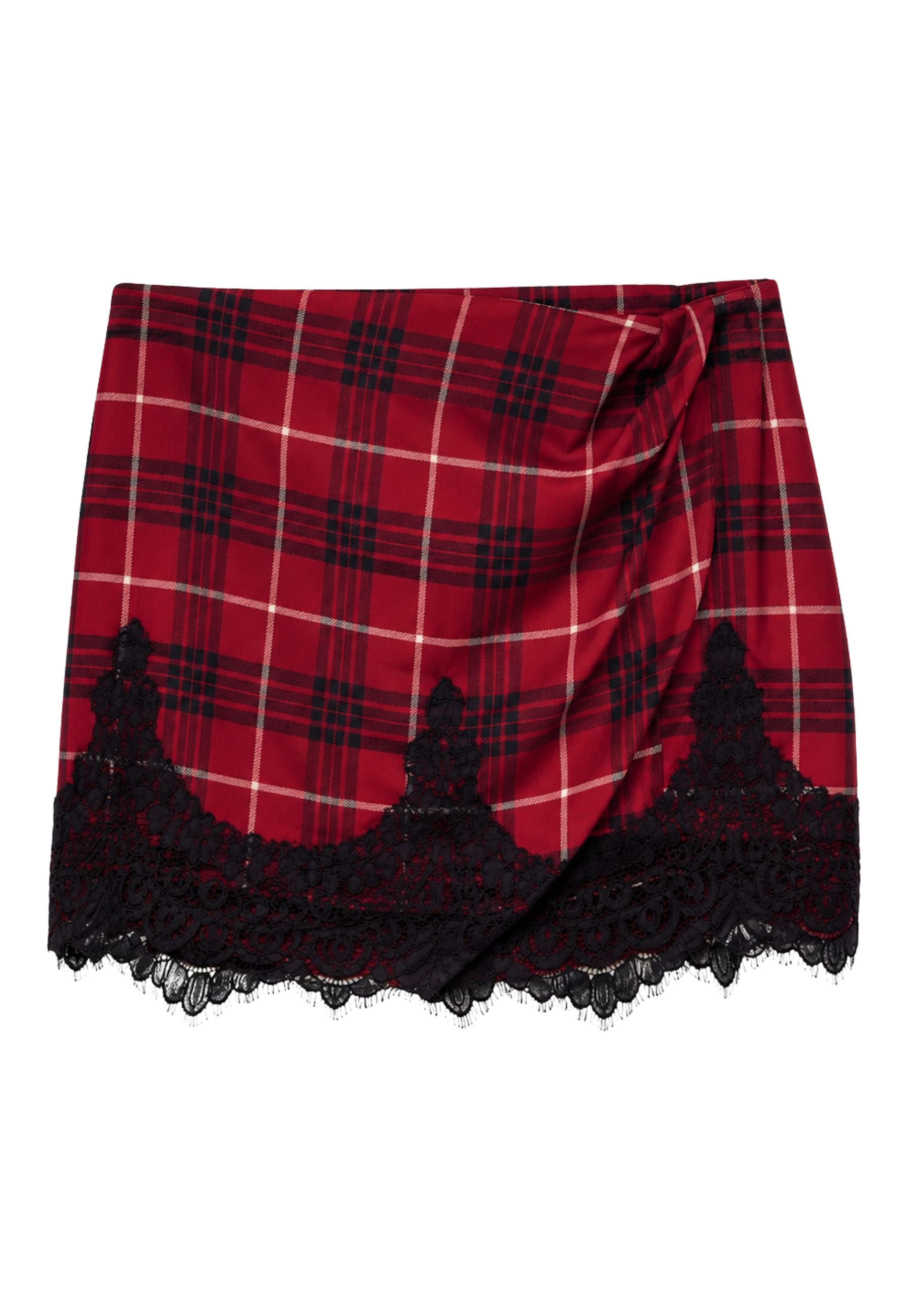 Tensione In - Mini gonna scozzese portafoglio con pizzo