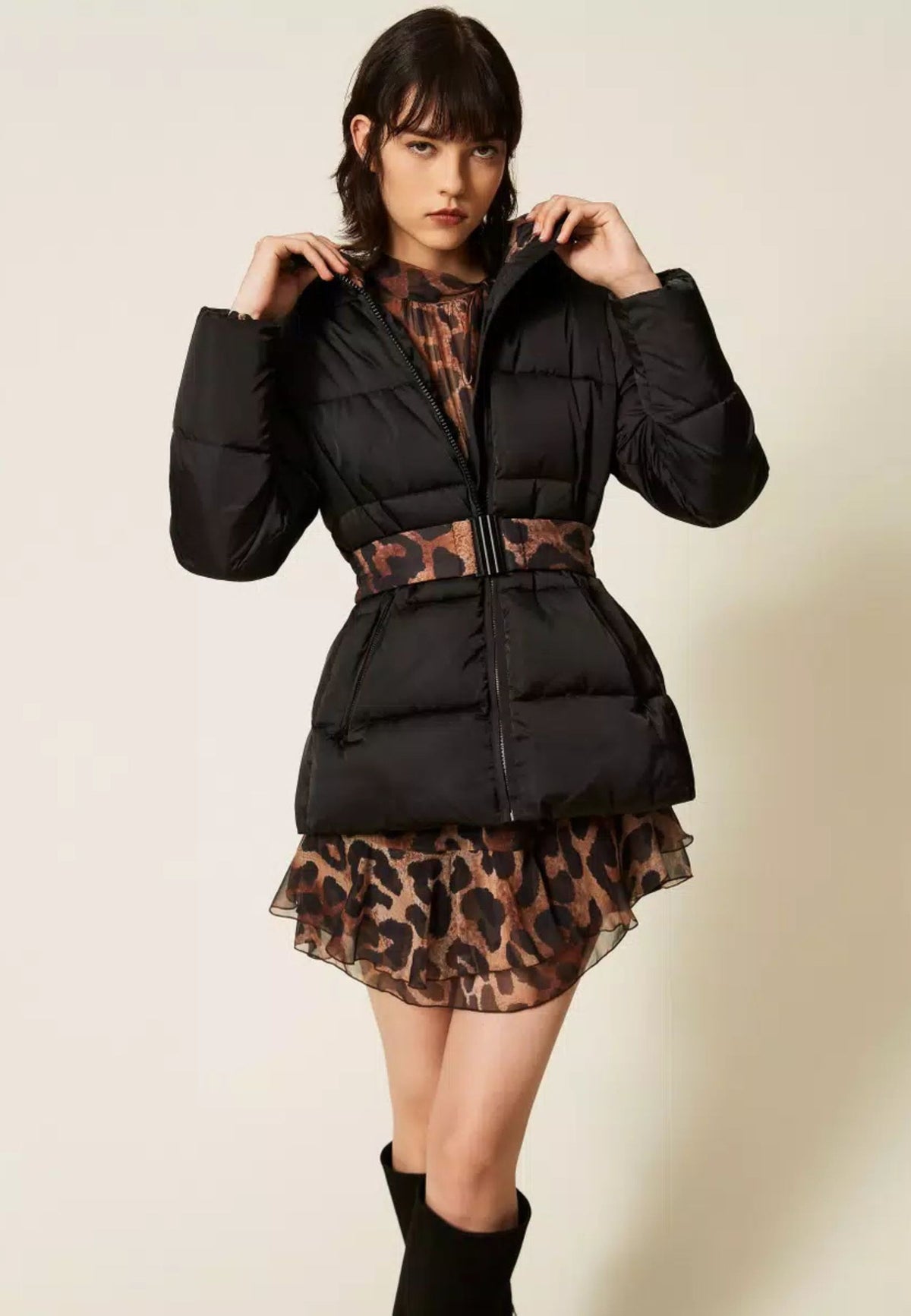 Piumino Twinset Actitude con cintura reversibile