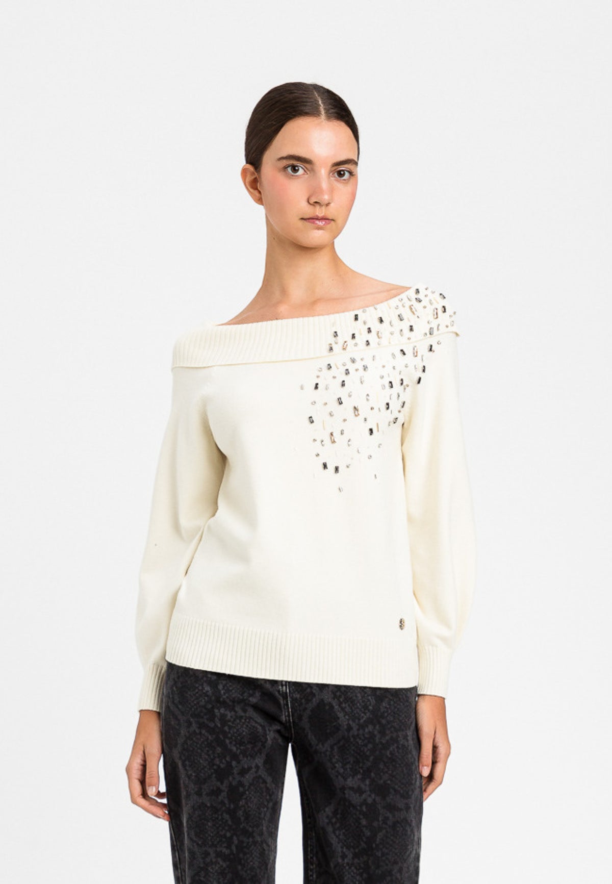 Actitude Twinset - Maglia in misto viscosa con strass