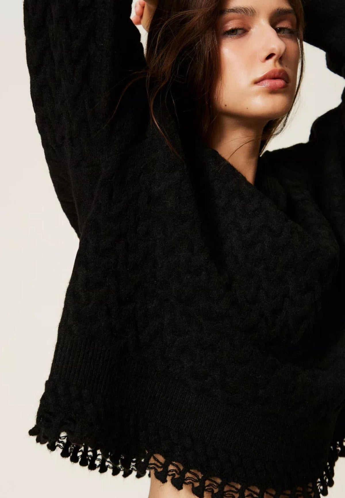 Maglia Twinset Actitude con trecce e crochet