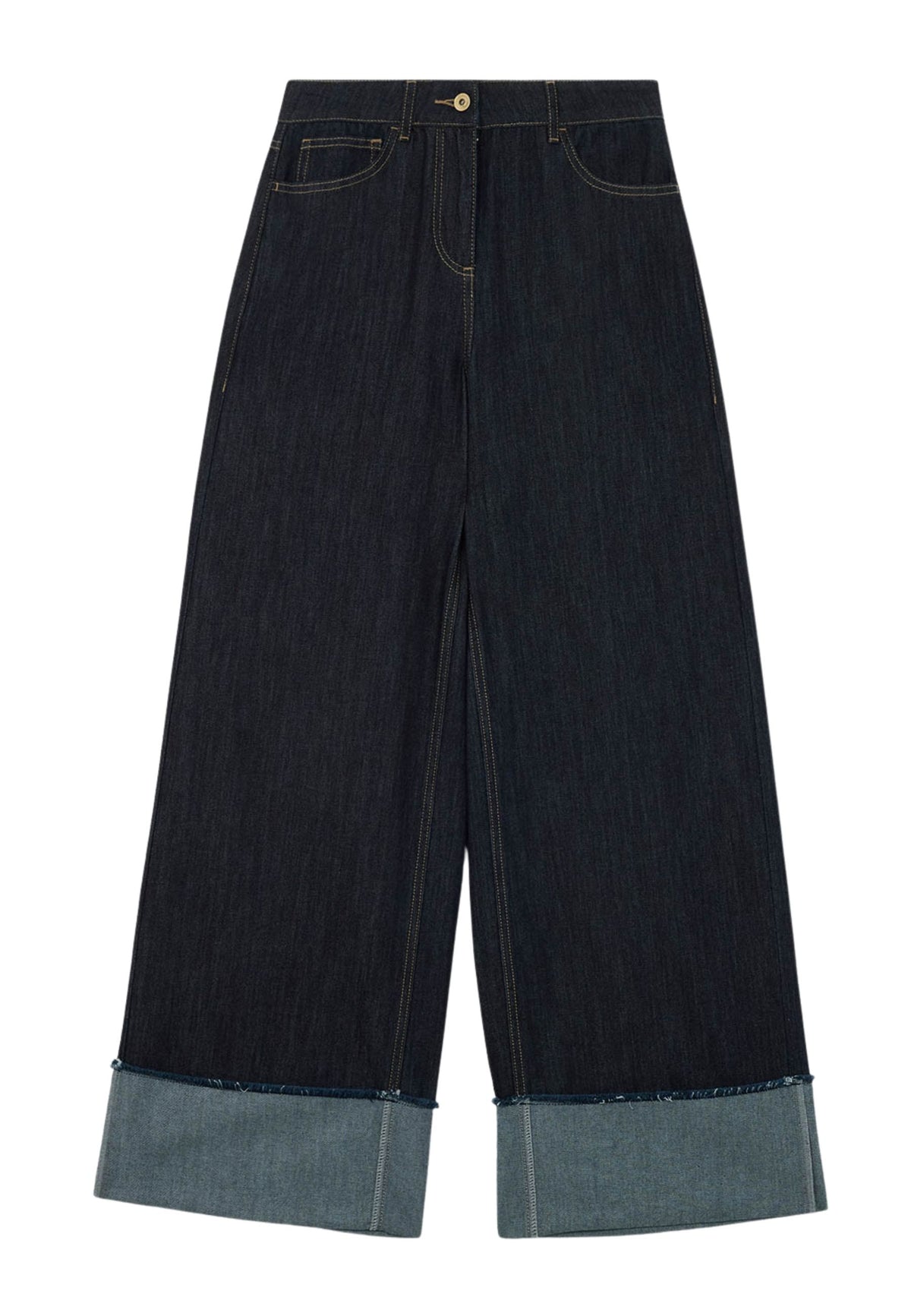 TWINSET - Jeans flare fit con risvolto a contrasto