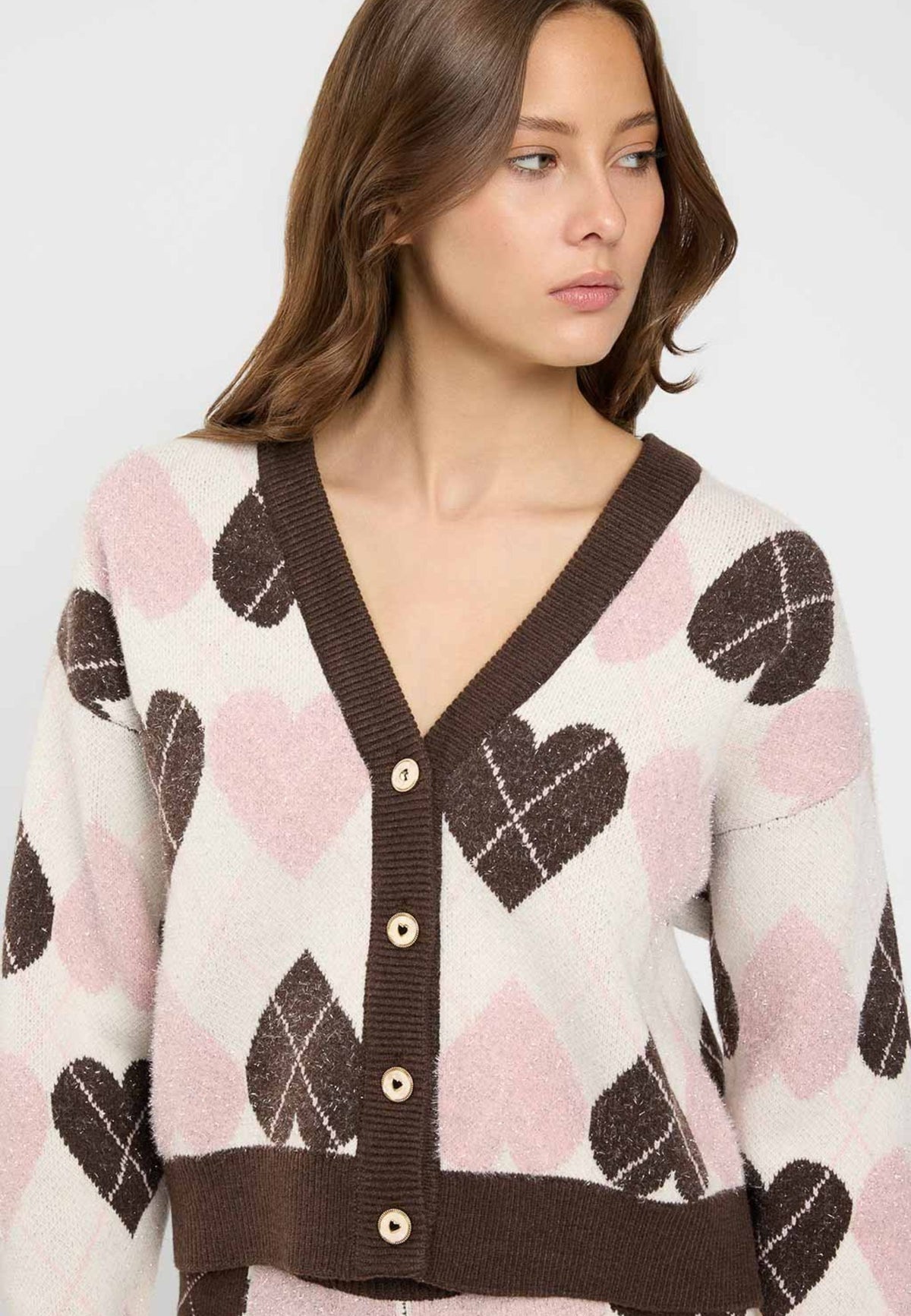 TWINSET - Cardigan cropped check con dettagli a contrasto
