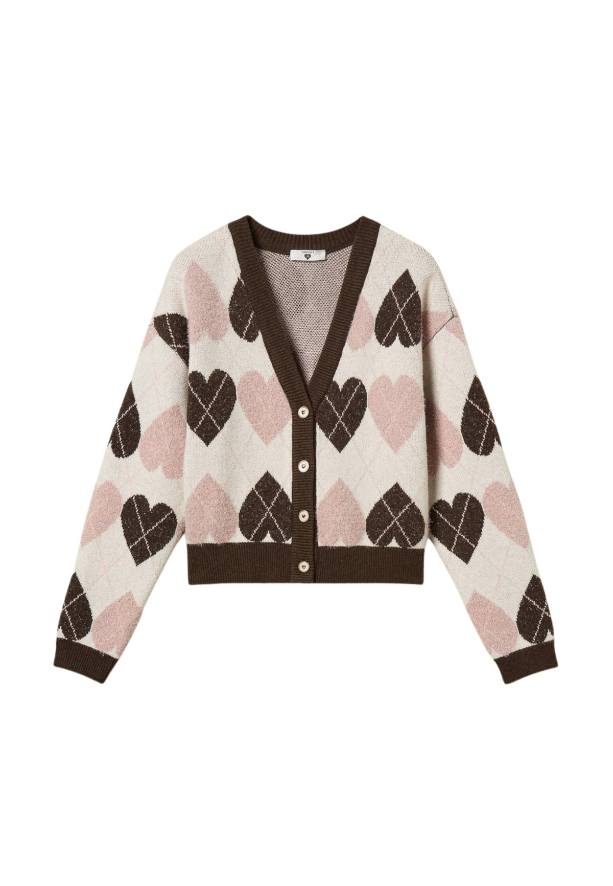 TWINSET - Cardigan cropped check con dettagli a contrasto