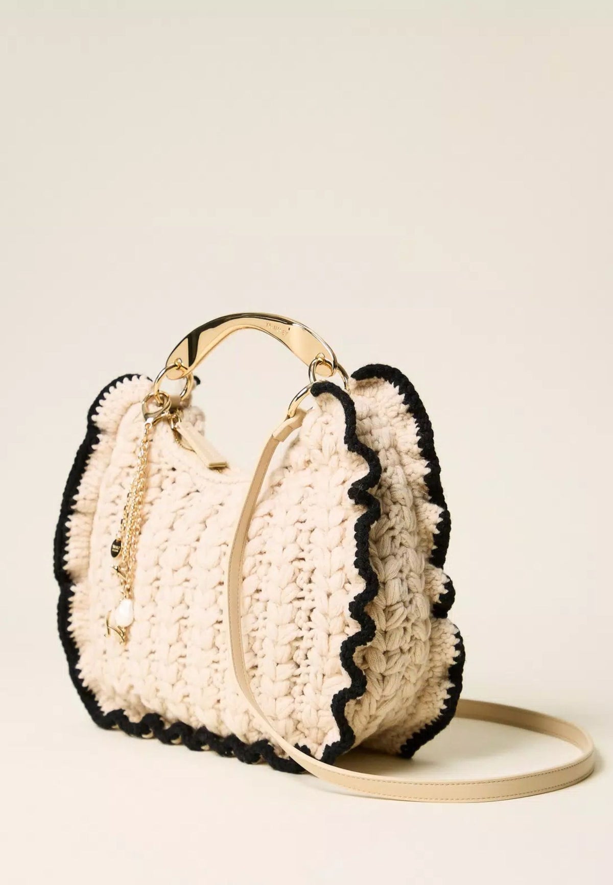 Twinset - Borsa Croissant in Maglia Crochet Bicolor