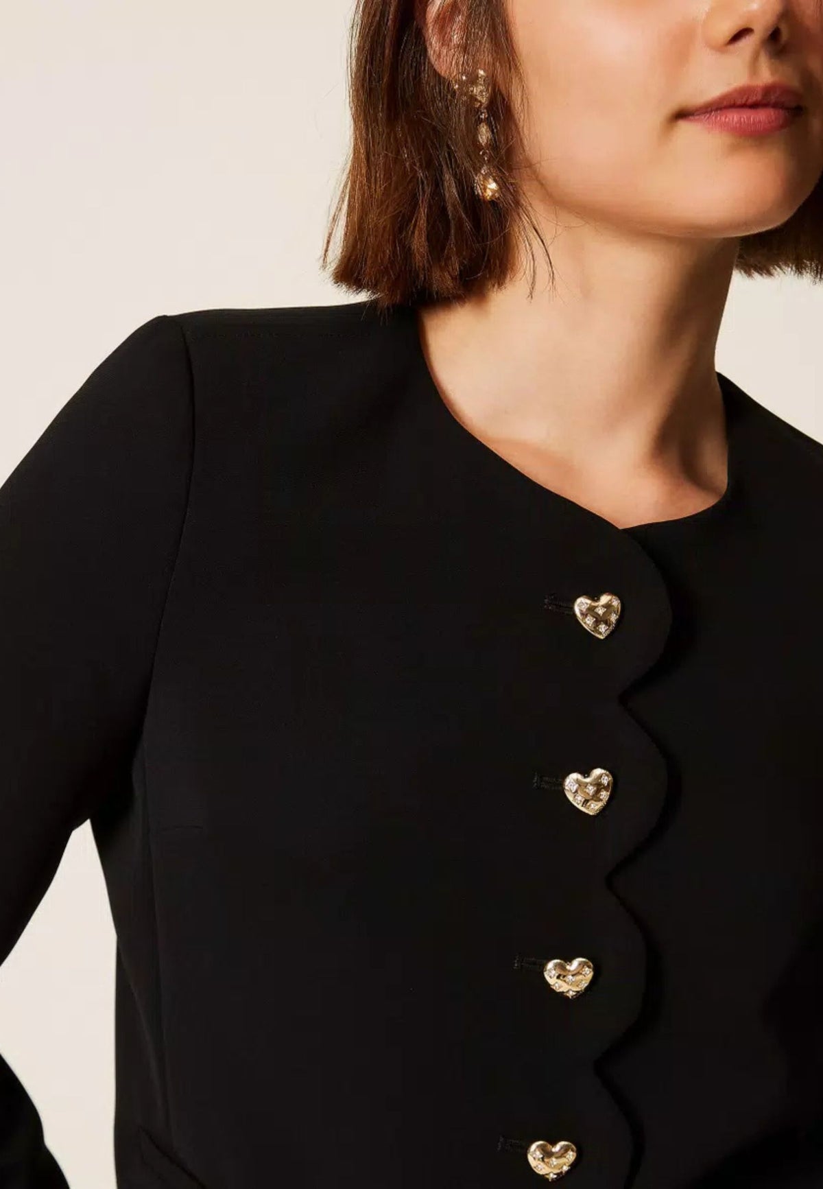 Giacca Twinset in crêpe con bottoni a cuore