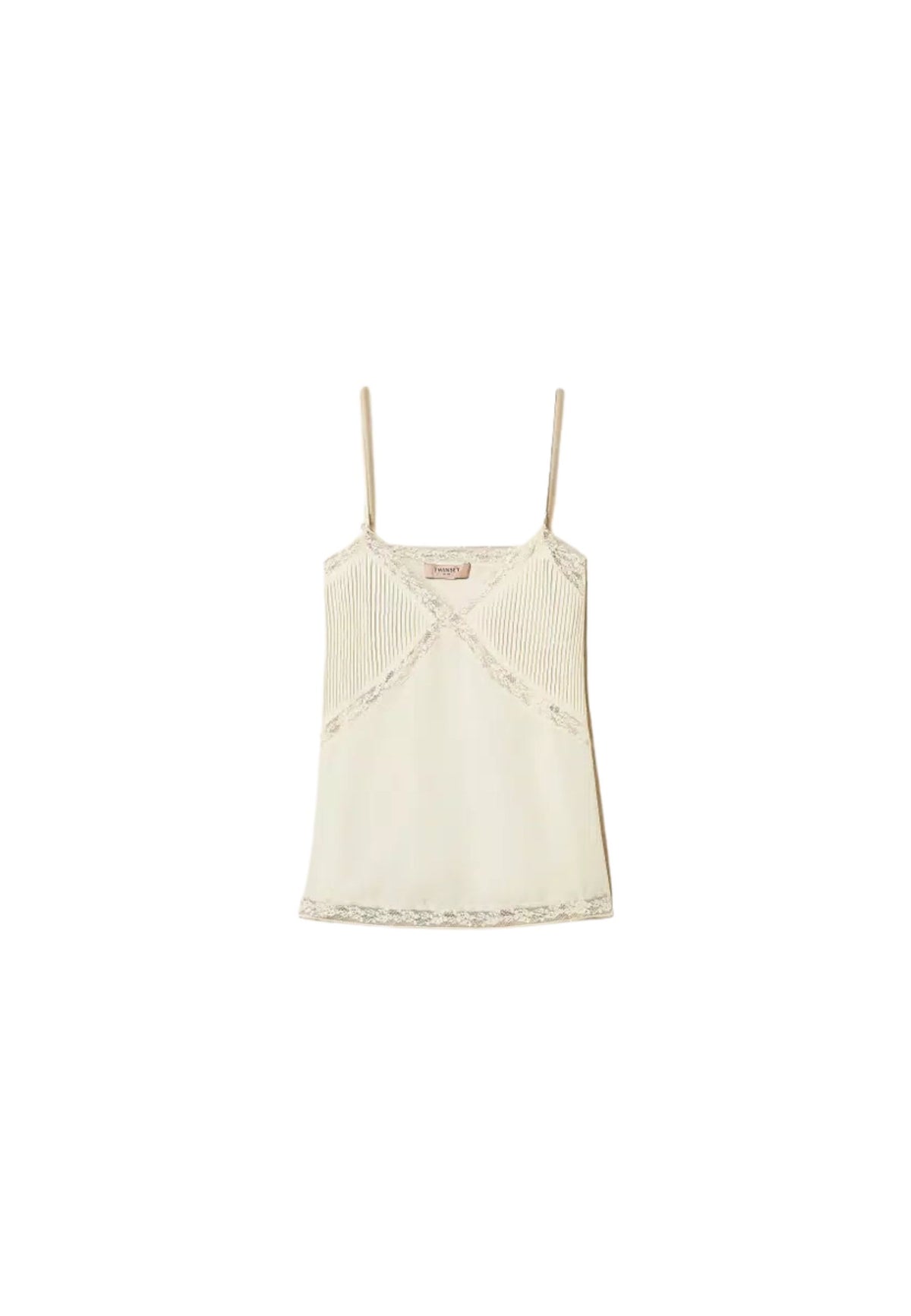 Twinset Milano - Top in crêpe de Chine e pizzo