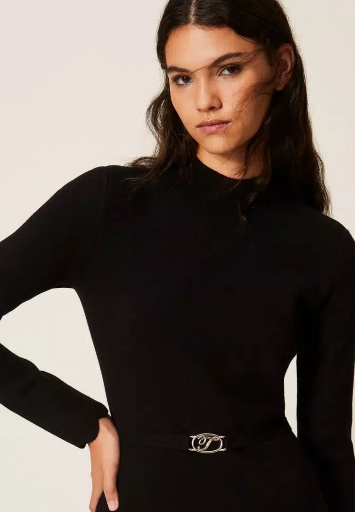 Twinset Abito lungo in maglia con cintura