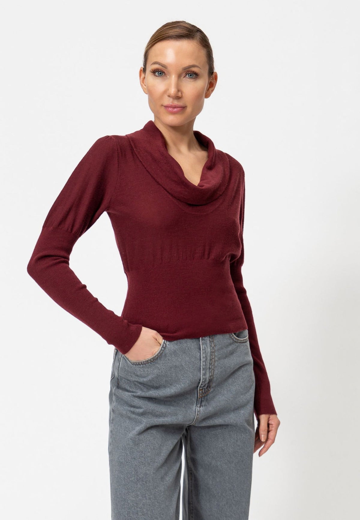 Twinset - Maglia con collo morbido in pura lana