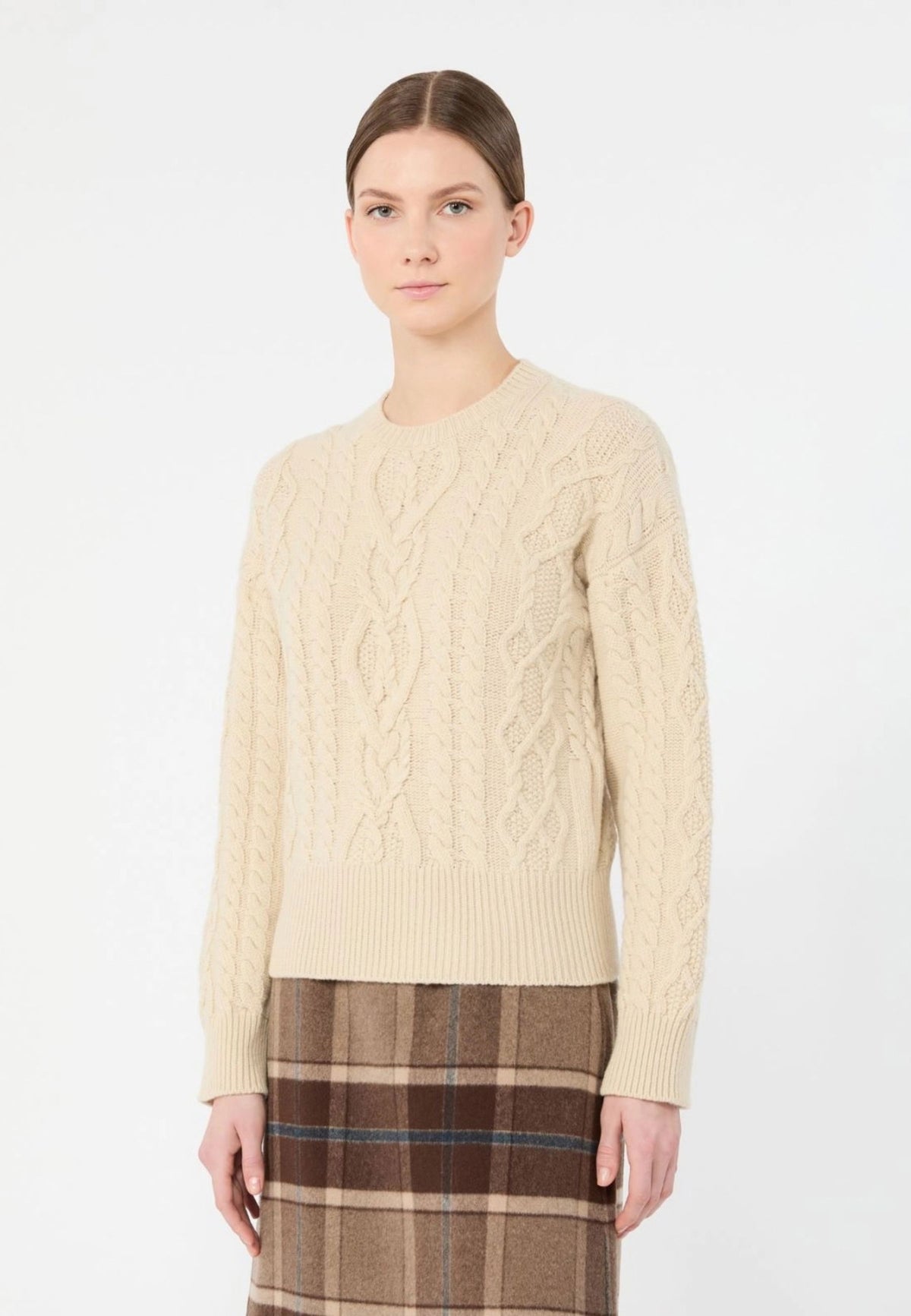 Maglia donna Weekend Max Mara in lana a trecce color ghiaccio