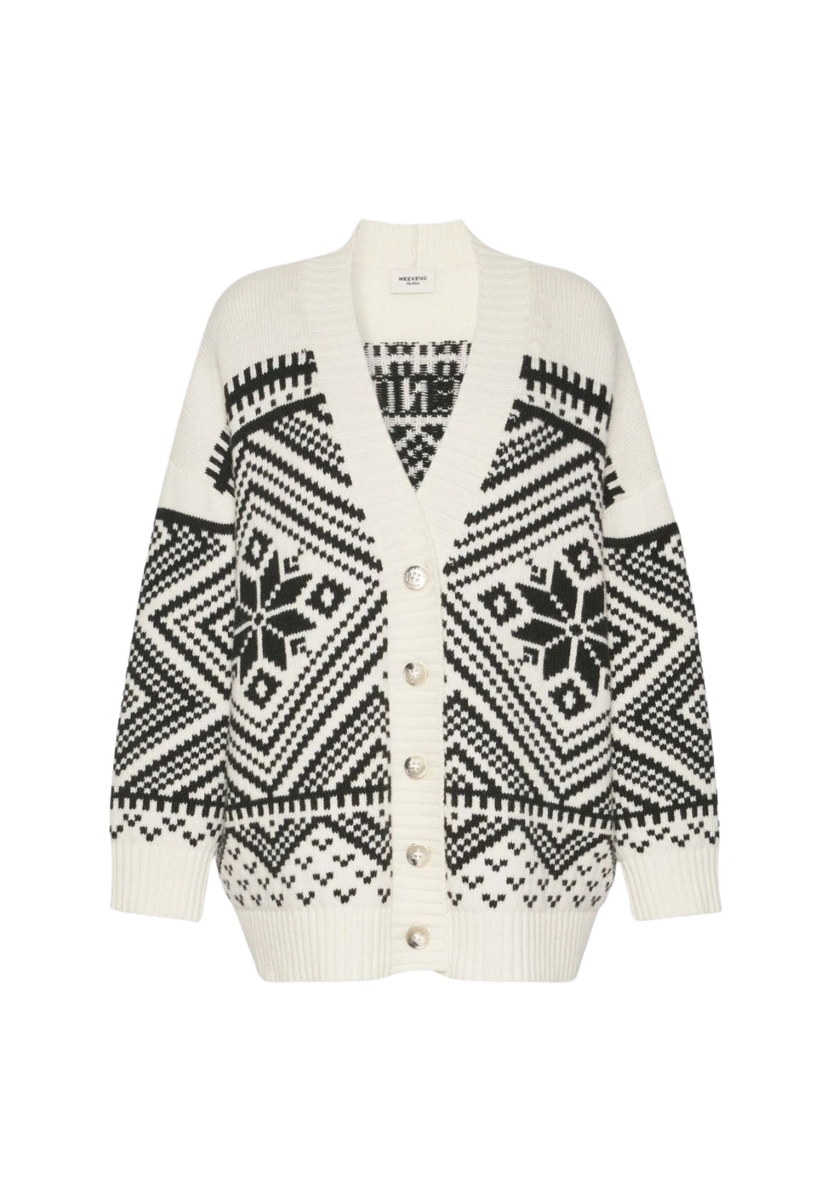 Weekend Max Mara cardigan in lana jacquard nero