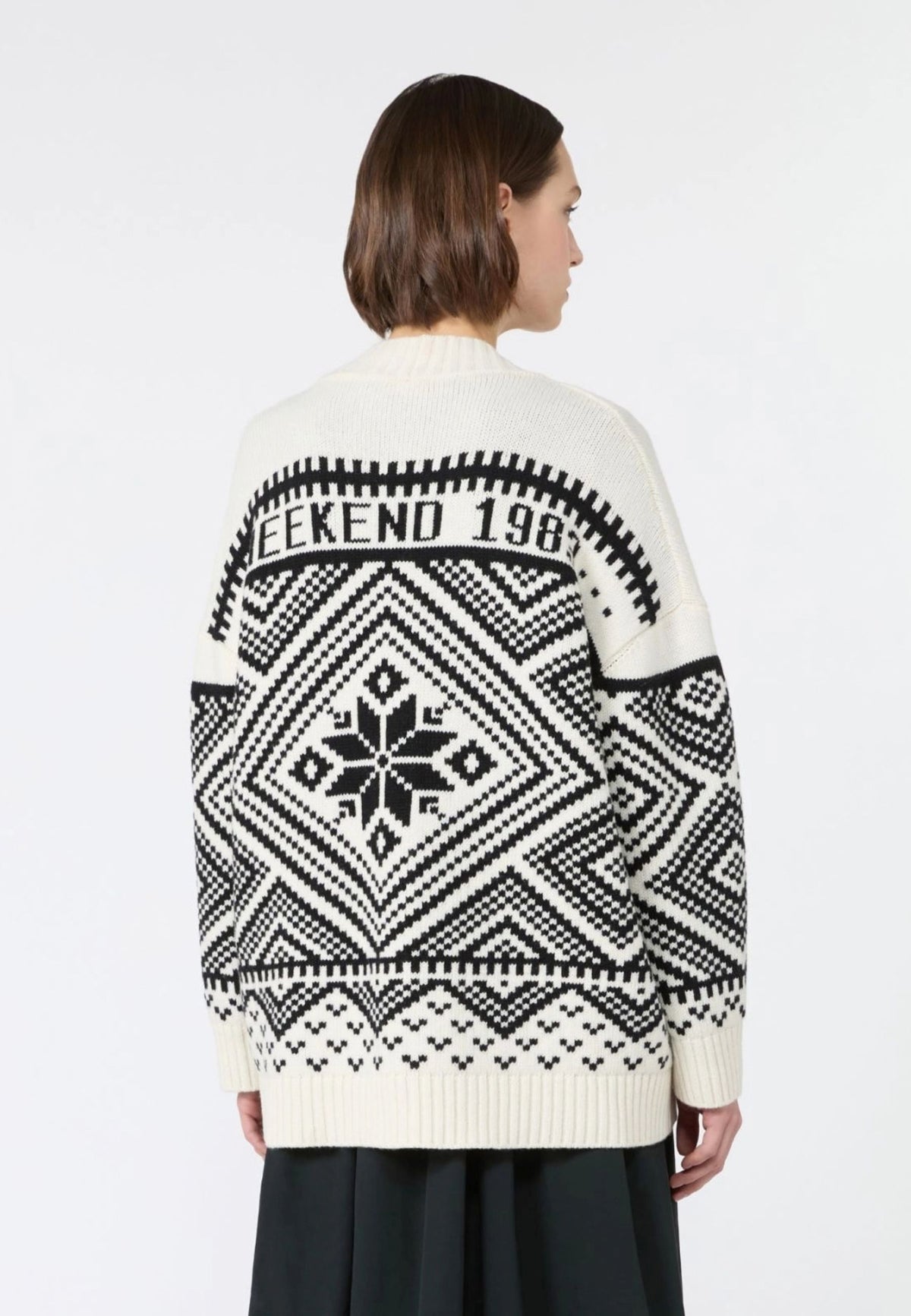 Weekend Max Mara cardigan in lana jacquard nero