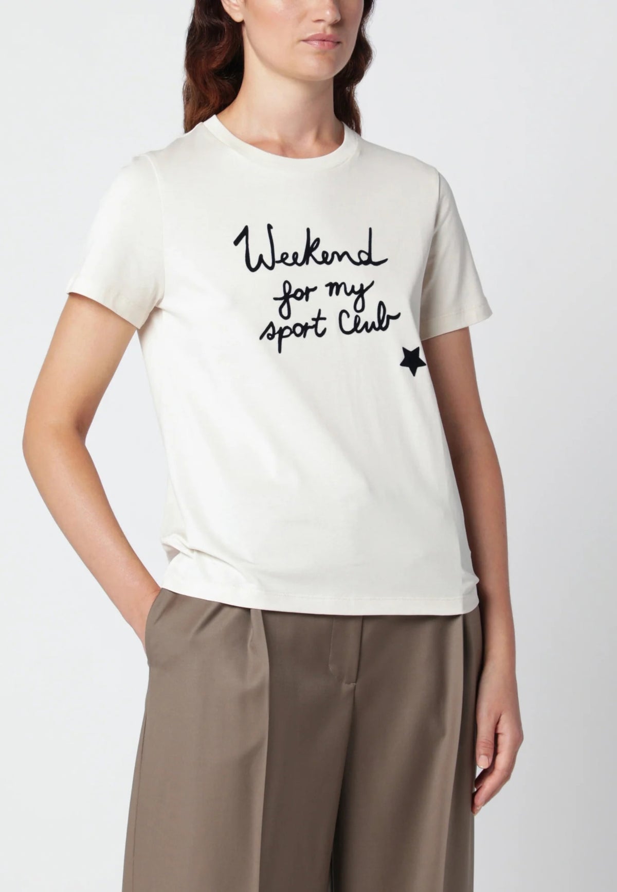 Weekend Max Mara - T-shirt in cotone con stampa - Bianco