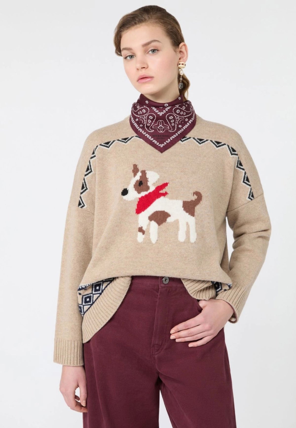 Weekend Max Mara - Maglia Girocollo Jacquard in Pura Lana