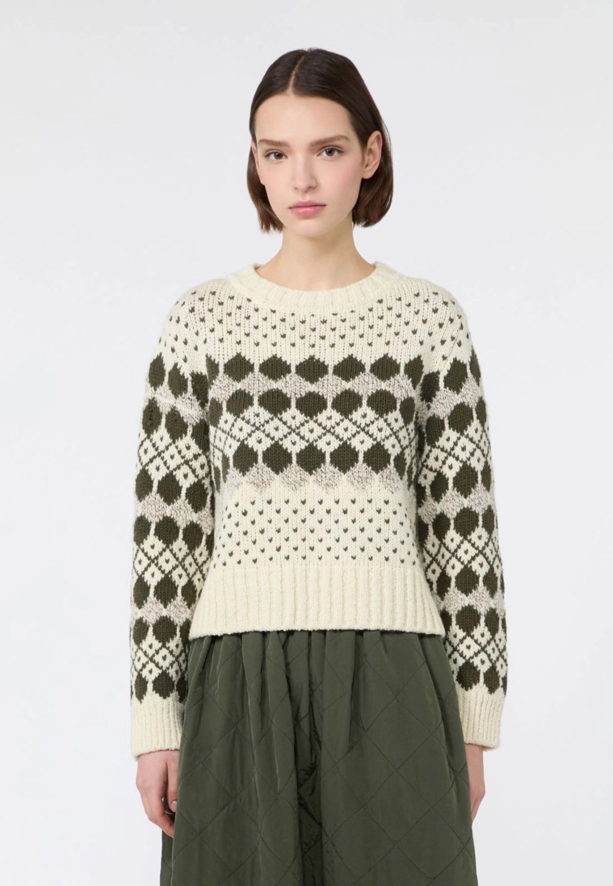 Weekend Max Mara - Maglia Girocollo Jacquard in Lana e Cashmere
