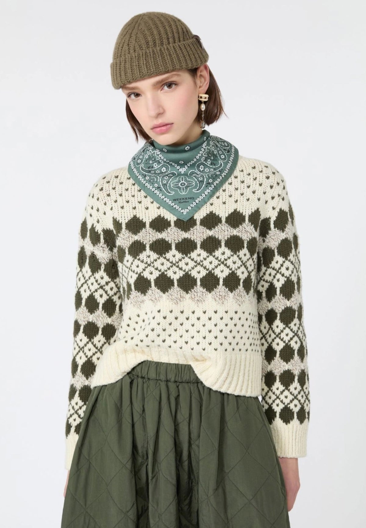 Weekend Max Mara - Maglia Girocollo Jacquard in Lana e Cashmere