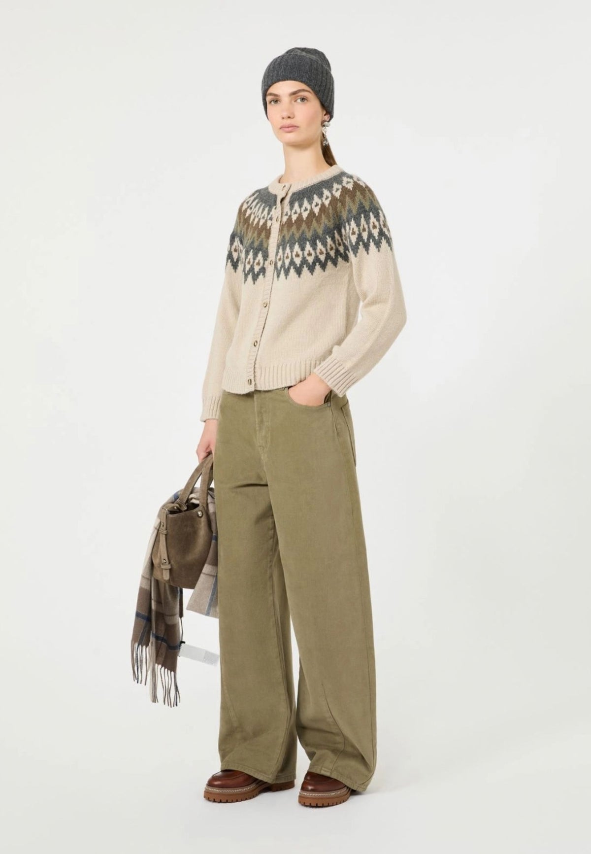 Weekend Max Mara - Cardigan Jacquard in Misto Alpaca e Lana