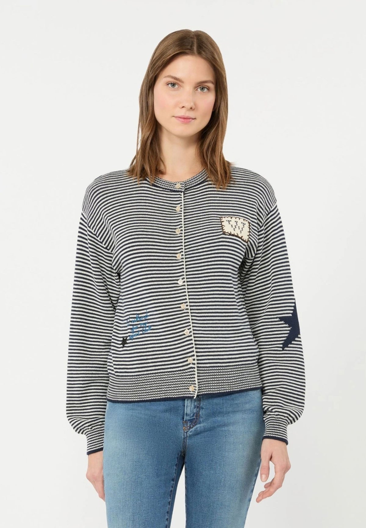Weekend Max Mara - Cardigan Girocollo in Cotone con Intarsi