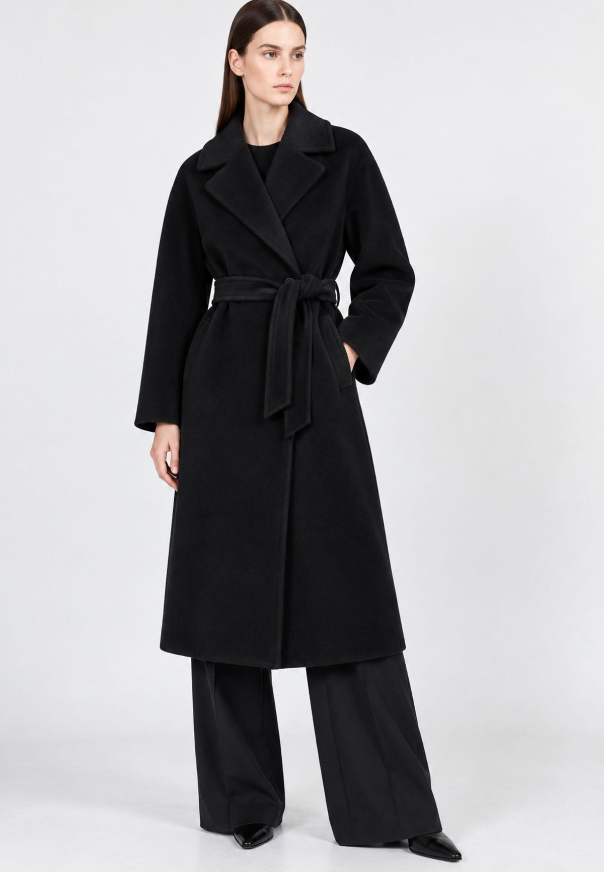 Weekend Max Mara - Cappotto Lungo in Lana, Alpaca e Mohair con Cintura